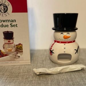Ceramic Snowman Fondue Set, New in the box